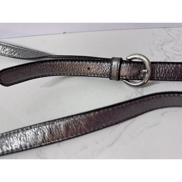 B. Makowsky Purse 100% Leather, Pewter Metallic, Metal Studs, Adjustable Strap - Picture 14 of 14